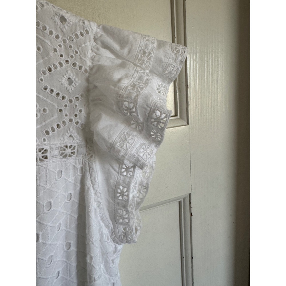 Veronica Beard Satori white flutter sleeve eyelet cotton maxi dress size 4 - Picture 5 of 11